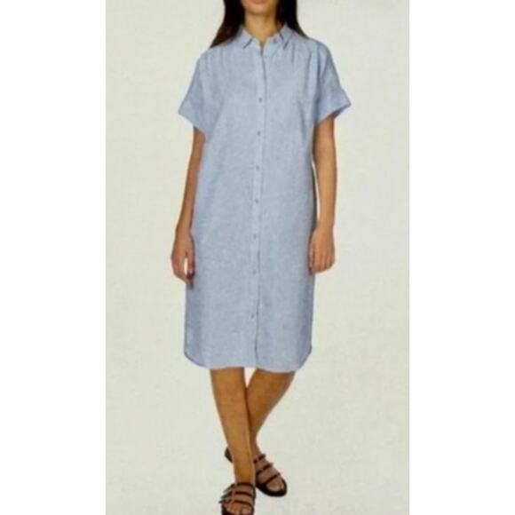 Well Worn Dresses & Skirts - Women's Light Blue Well Worn Shirt Dress Midi Button-Up Retro Casual Loose Fit M